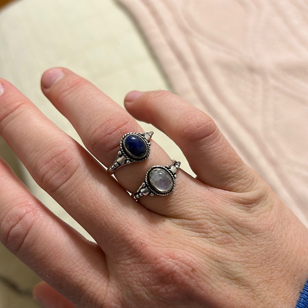 Silver and gemstone rings